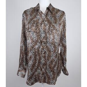 Equipment 100% Silk Animal Print Button Front Long Sleeve Top Size Small
